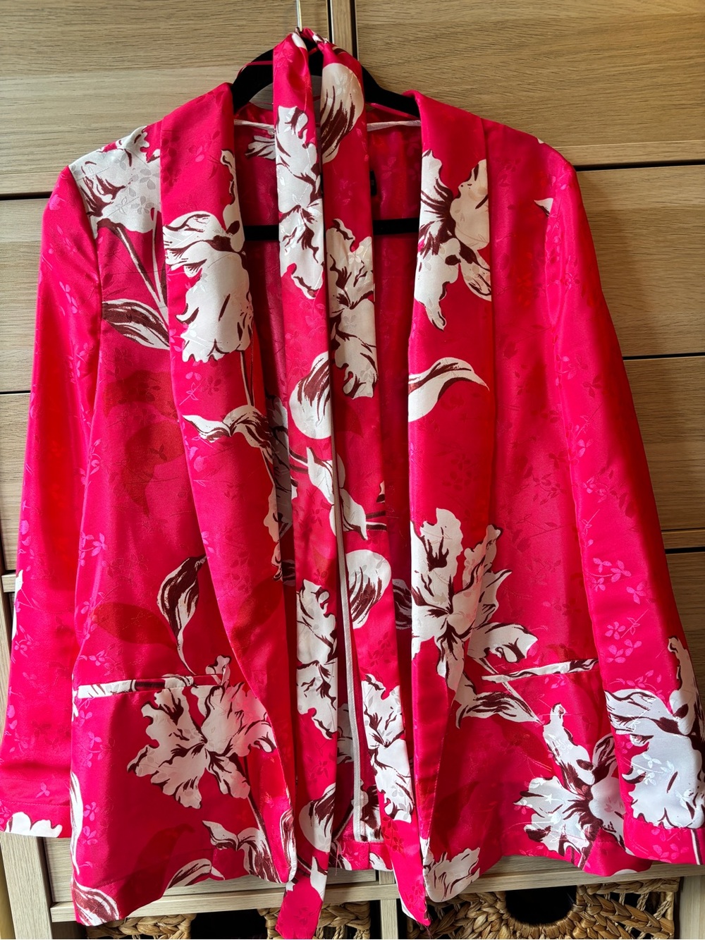 Zara Satin Suit Jacket (M) + FREE Matching Crop Pants.